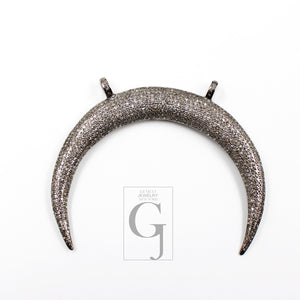 Beautiful designer tusk necklace pendant  Rosecut pave diamond pendant 925 sterling silver handmade finish diamond charms necklace pendant