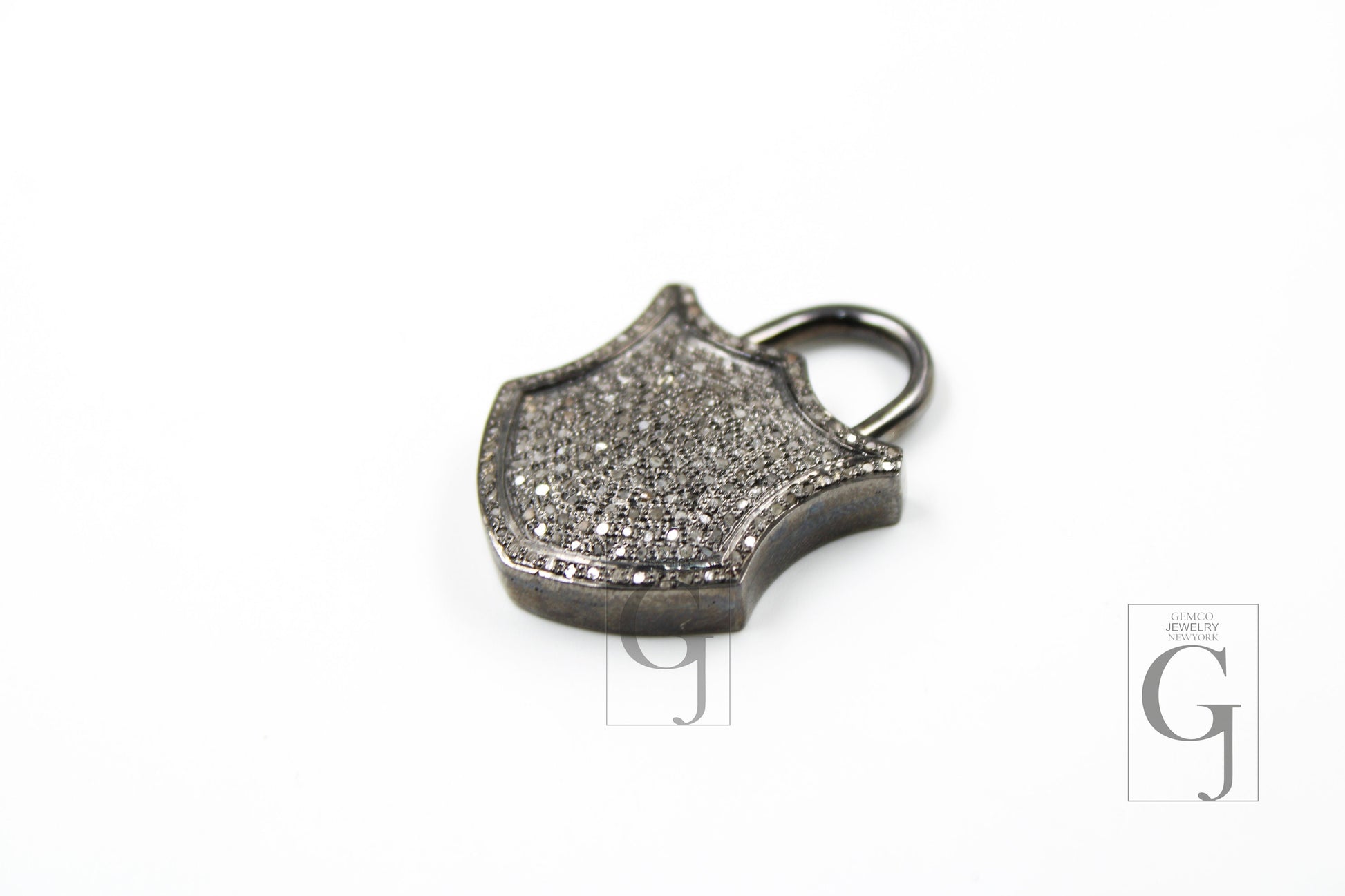 Antique Look Padlock Designer Pendant Rosecut Pave Diamond Pendant 925 Sterling Silver Handmade Finish Diamond Charms Necklace Pendant