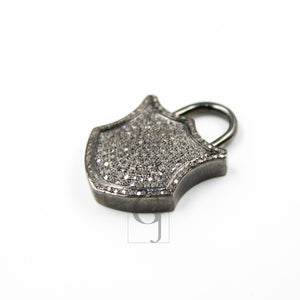 Antique Look Padlock Designer Pendant Rosecut Pave Diamond Pendant 925 Sterling Silver Handmade Finish Diamond Charms Necklace Pendant