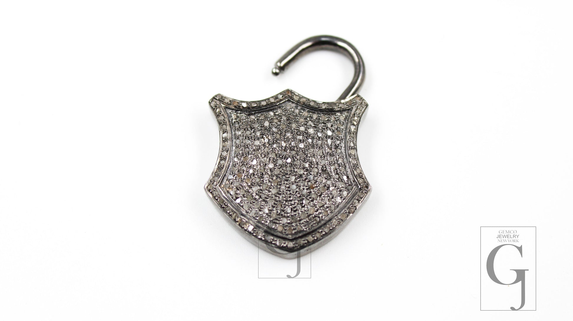 Antique Look Padlock Designer Pendant Rosecut Pave Diamond Pendant 925 Sterling Silver Handmade Finish Diamond Charms Necklace Pendant