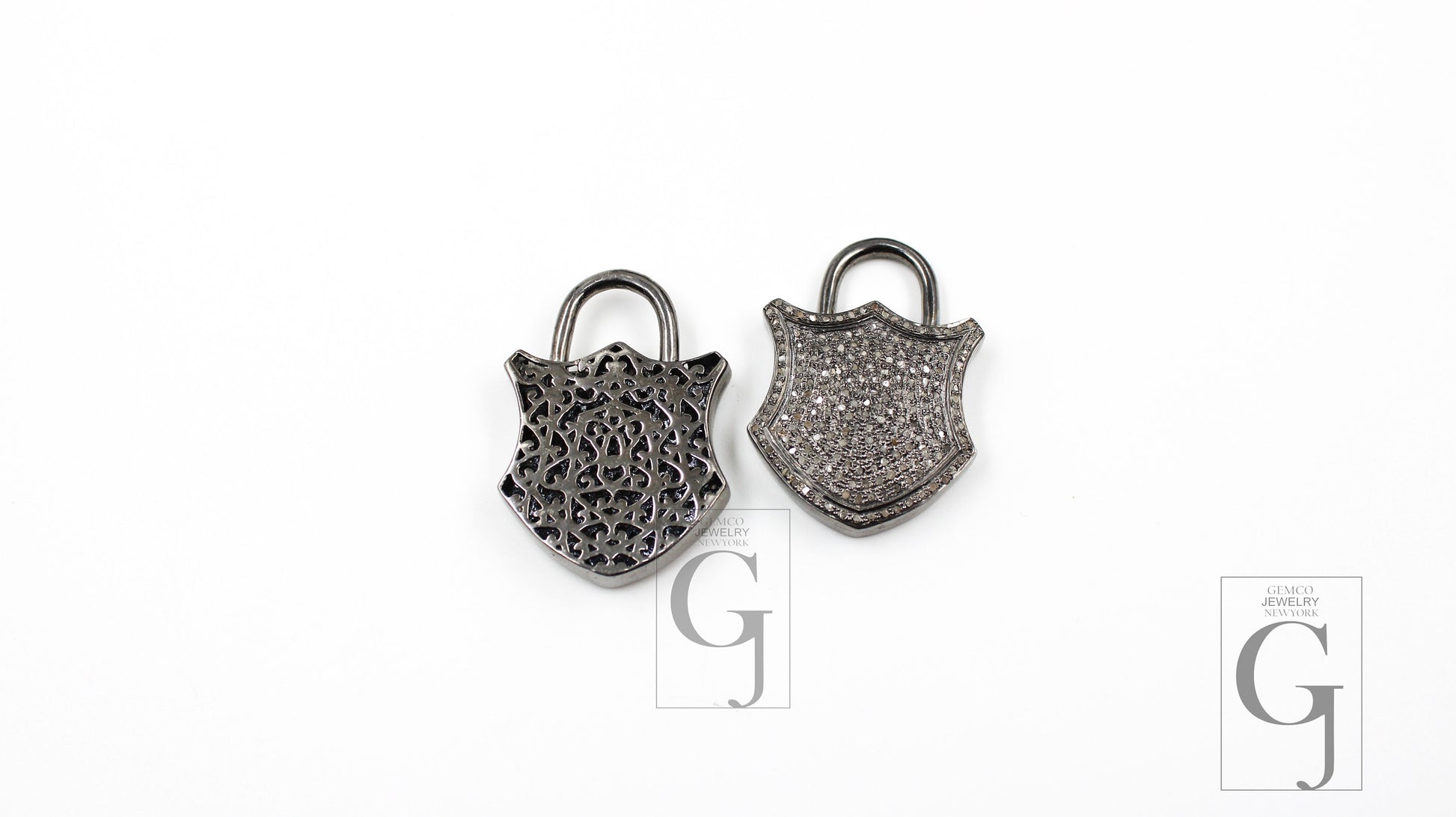 Antique Look Padlock Designer Pendant Rosecut Pave Diamond Pendant 925 Sterling Silver Handmade Finish Diamond Charms Necklace Pendant