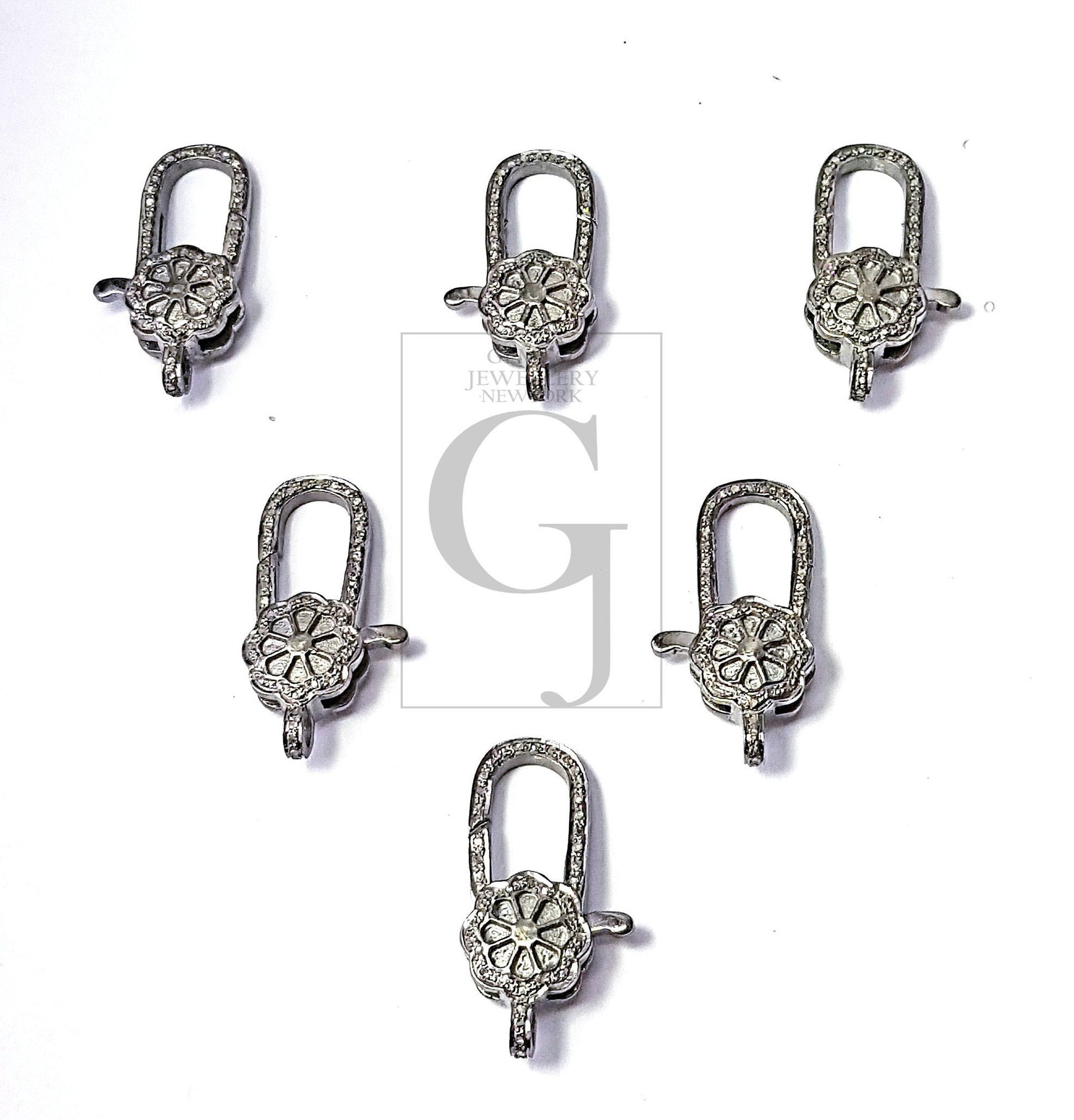 Pave Rosecut Diamond 925 Sterling Silver Handmade Very Beautiful Designer Pave Diamond Lobster Clasp New Design Floral Shape Clasp