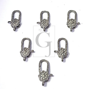 Pave Rosecut Diamond 925 Sterling Silver Handmade Very Beautiful Designer Pave Diamond Lobster Clasp New Design Floral Shape Clasp