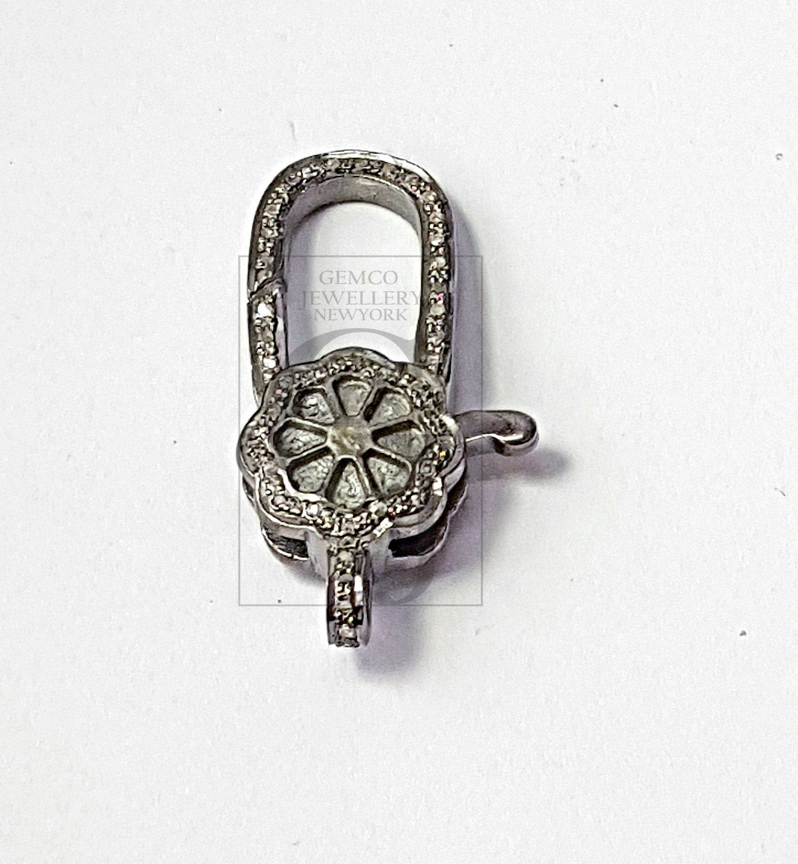 Pave Rosecut Diamond 925 Sterling Silver Handmade Very Beautiful Designer Pave Diamond Lobster Clasp New Design Floral Shape Clasp