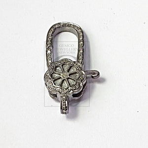 Pave Rosecut Diamond 925 Sterling Silver Handmade Very Beautiful Designer Pave Diamond Lobster Clasp New Design Floral Shape Clasp