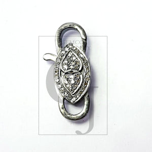 Rosecut pave diamond lobster design clasp 925 sterling silver handmade finish clasp with matching jump ring