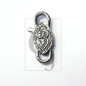 Rosecut pave diamond lobster design clasp 925 sterling silver handmade finish clasp with matching jump ring