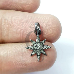 Beautiful Starburst Designer Rosecut Pave Diamond Pendant 925 Sterling Silver Handmade Finish Diamond Charms Pendant