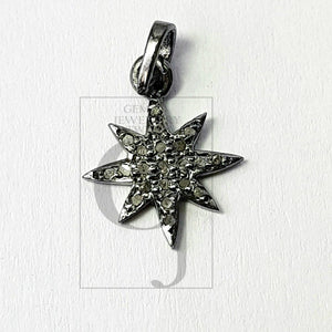 Beautiful Starburst Designer Rosecut Pave Diamond Pendant 925 Sterling Silver Handmade Finish Diamond Charms Pendant