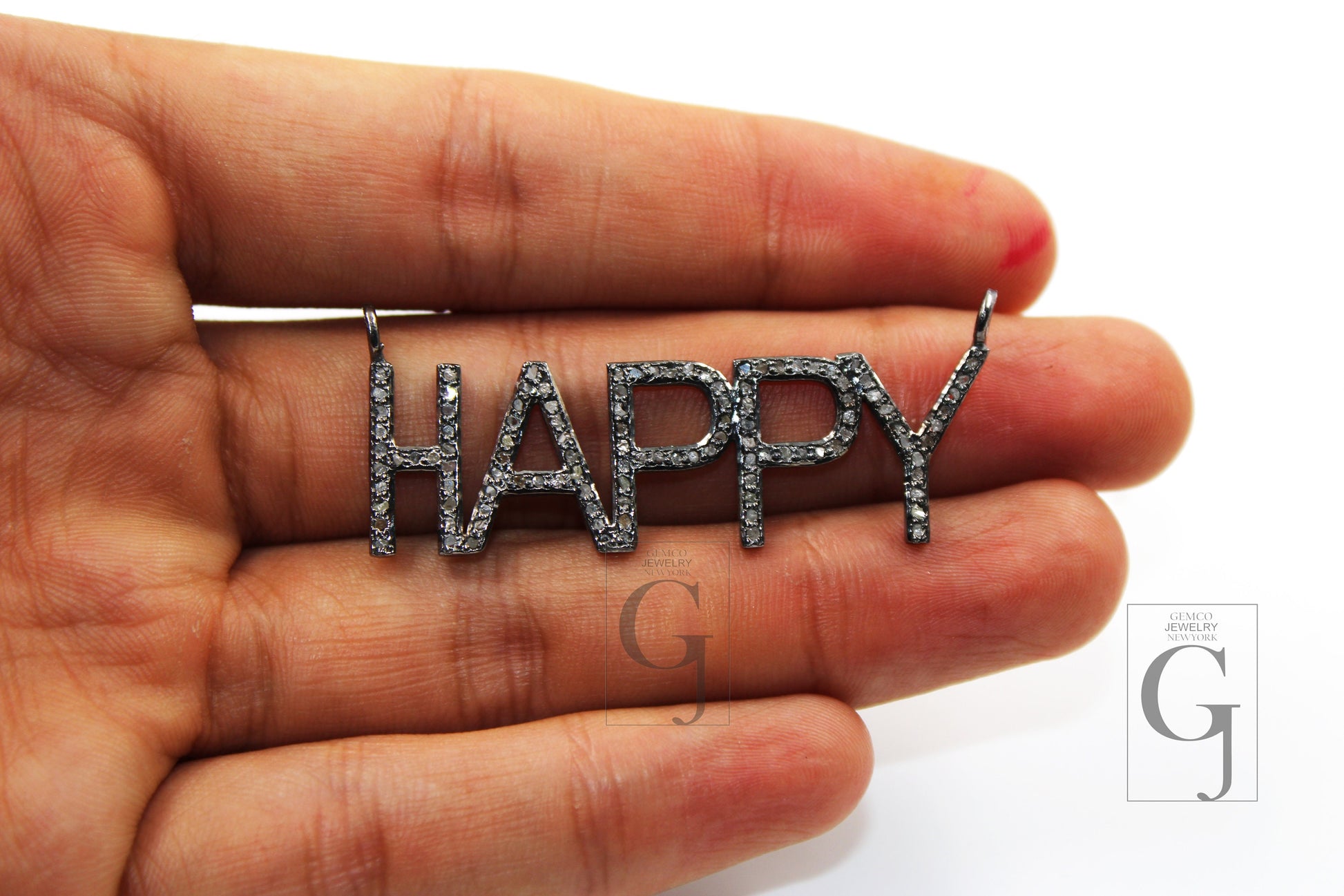Fashionable Happy Designer Rosecut Pave Diamond Pendant 925  Sterling Silver Handmade Finish Diamond Charms Necklace Pendant Jewelry