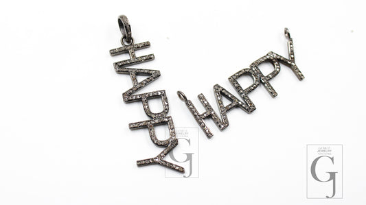 Fashionable Happy Designer Rosecut Pave Diamond Pendant 925  Sterling Silver Handmade Finish Diamond Charms Necklace Pendant Jewelry