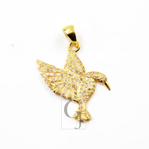 Beautiful 14k Gold Designer Bird Pendant Rosecut Pave Diamond Pendant 925 Sterling Silver Handmade Finish Diamond Charms Necklace Pendant