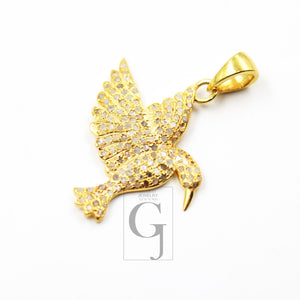 Beautiful 14k Gold Designer Bird Pendant Rosecut Pave Diamond Pendant 925 Sterling Silver Handmade Finish Diamond Charms Necklace Pendant