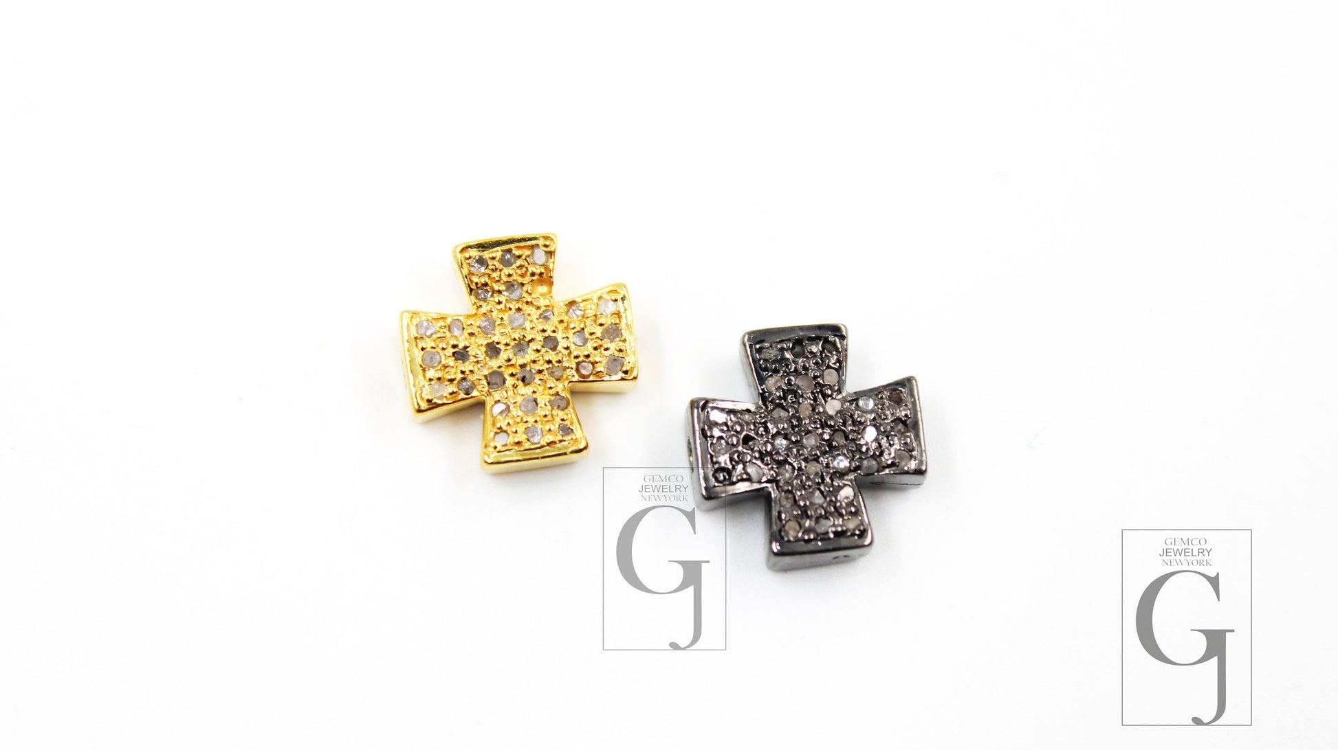 Pave diamond cross beads / spacers design Pave diamond 14k gold  925 sterling silver handmade jewelry diamond jewelry fine jewelry 11mm