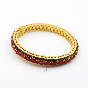 Fashionable 14k gold red ruby bangle Rosecut pave diamond bangle bracelet 925 sterling silver handmade finish diamond bangle bracelet