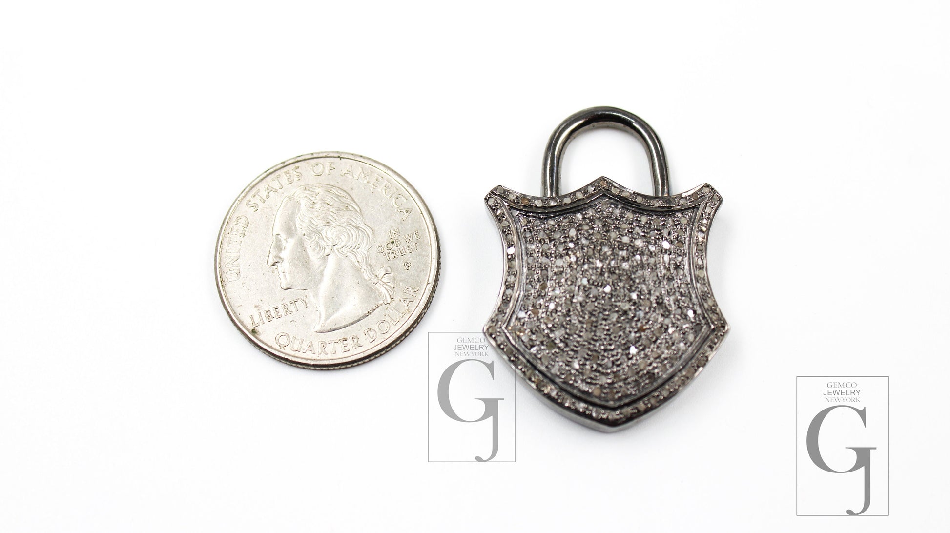 Antique Look Padlock Designer Pendant Rosecut Pave Diamond Pendant 925 Sterling Silver Handmade Finish Diamond Charms Necklace Pendant