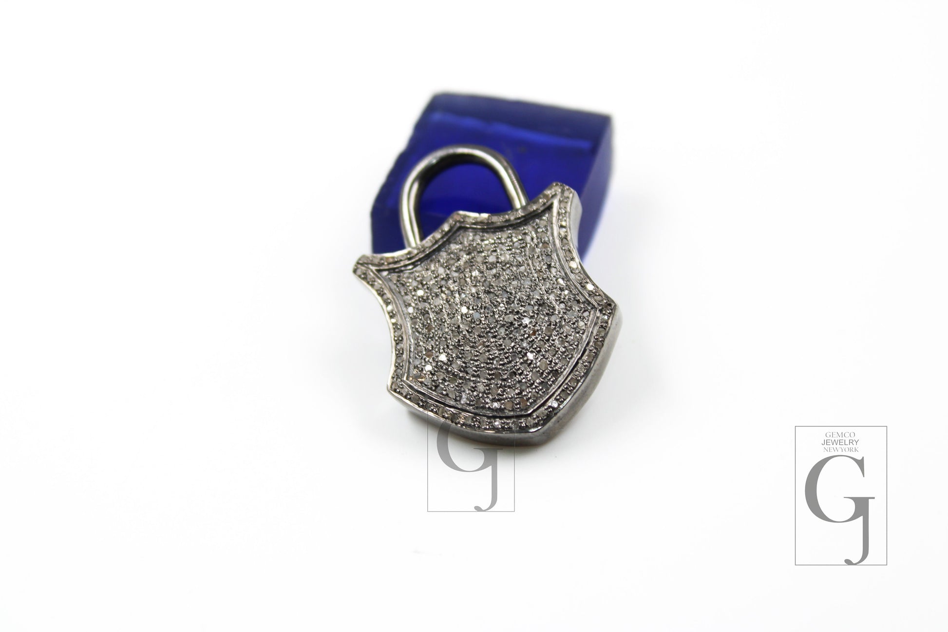 Antique Look Padlock Designer Pendant Rosecut Pave Diamond Pendant 925 Sterling Silver Handmade Finish Diamond Charms Necklace Pendant