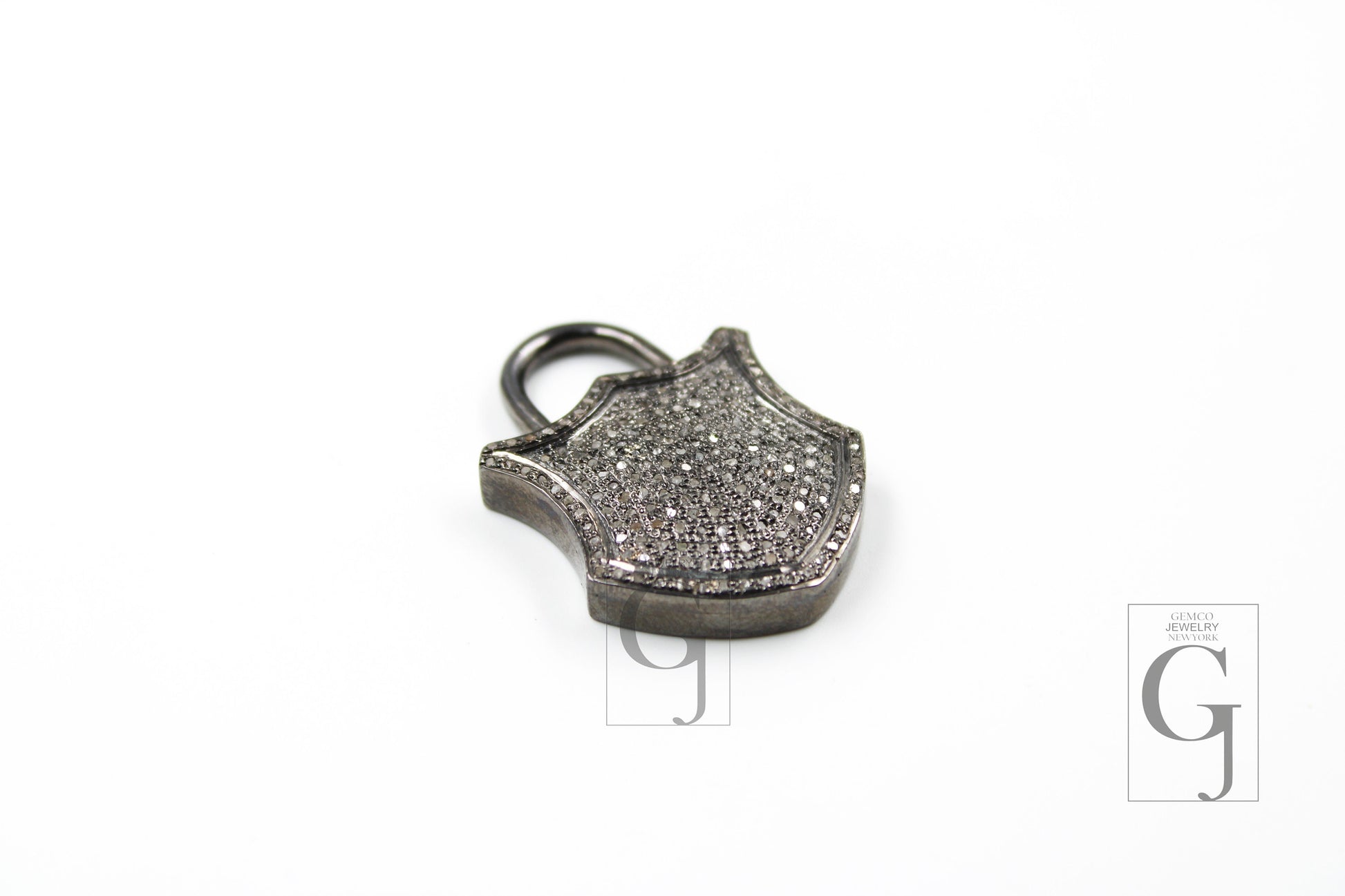 Antique Look Padlock Designer Pendant Rosecut Pave Diamond Pendant 925 Sterling Silver Handmade Finish Diamond Charms Necklace Pendant
