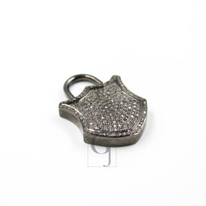 Antique Look Padlock Designer Pendant Rosecut Pave Diamond Pendant 925 Sterling Silver Handmade Finish Diamond Charms Necklace Pendant
