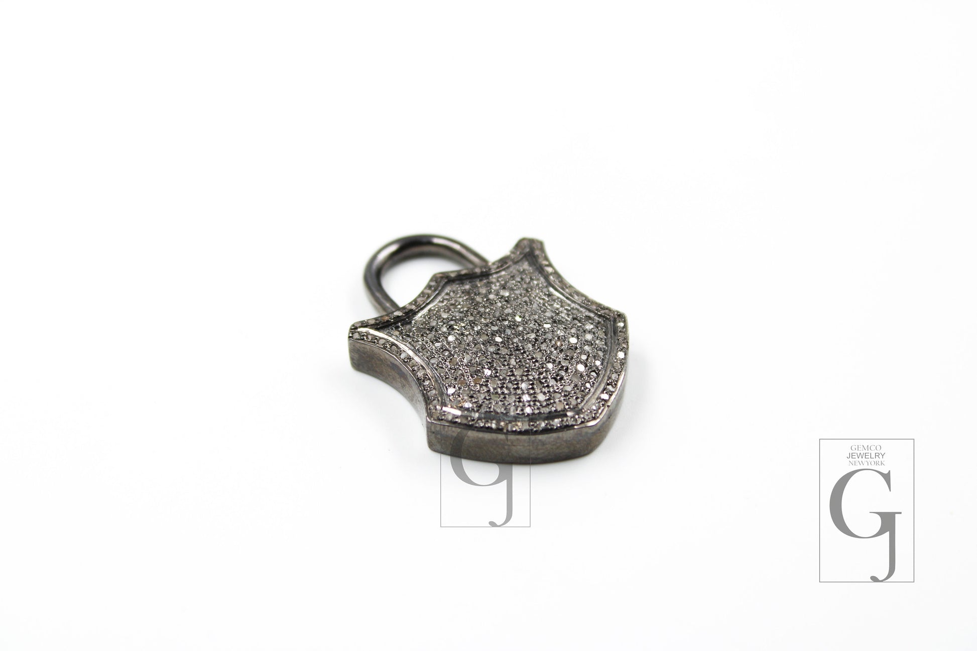 Antique Look Padlock Designer Pendant Rosecut Pave Diamond Pendant 925 Sterling Silver Handmade Finish Diamond Charms Necklace Pendant