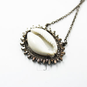 Very Beautiful Designer Cowrie Shell Rosecut Pave Diamond Pendant 925 Sterling Silver Handmade Finish Diamond Charms Necklace Pendant