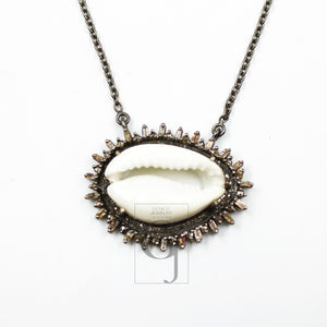 Very Beautiful Designer Cowrie Shell Rosecut Pave Diamond Pendant 925 Sterling Silver Handmade Finish Diamond Charms Necklace Pendant