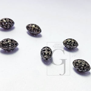 Pave Rosecut Diamond 925 Sterling Silver Handmade Pave Diamond Egg Design Bead / Spacers