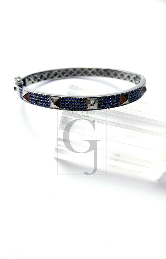 Beautiful Pyramid Bangle Rosecut pave Sapphire bangle 925 sterling silver handmade finish Sapphire bangle bracelet