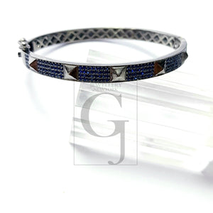 Beautiful Pyramid Bangle Rosecut pave Sapphire bangle 925 sterling silver handmade finish Sapphire bangle bracelet