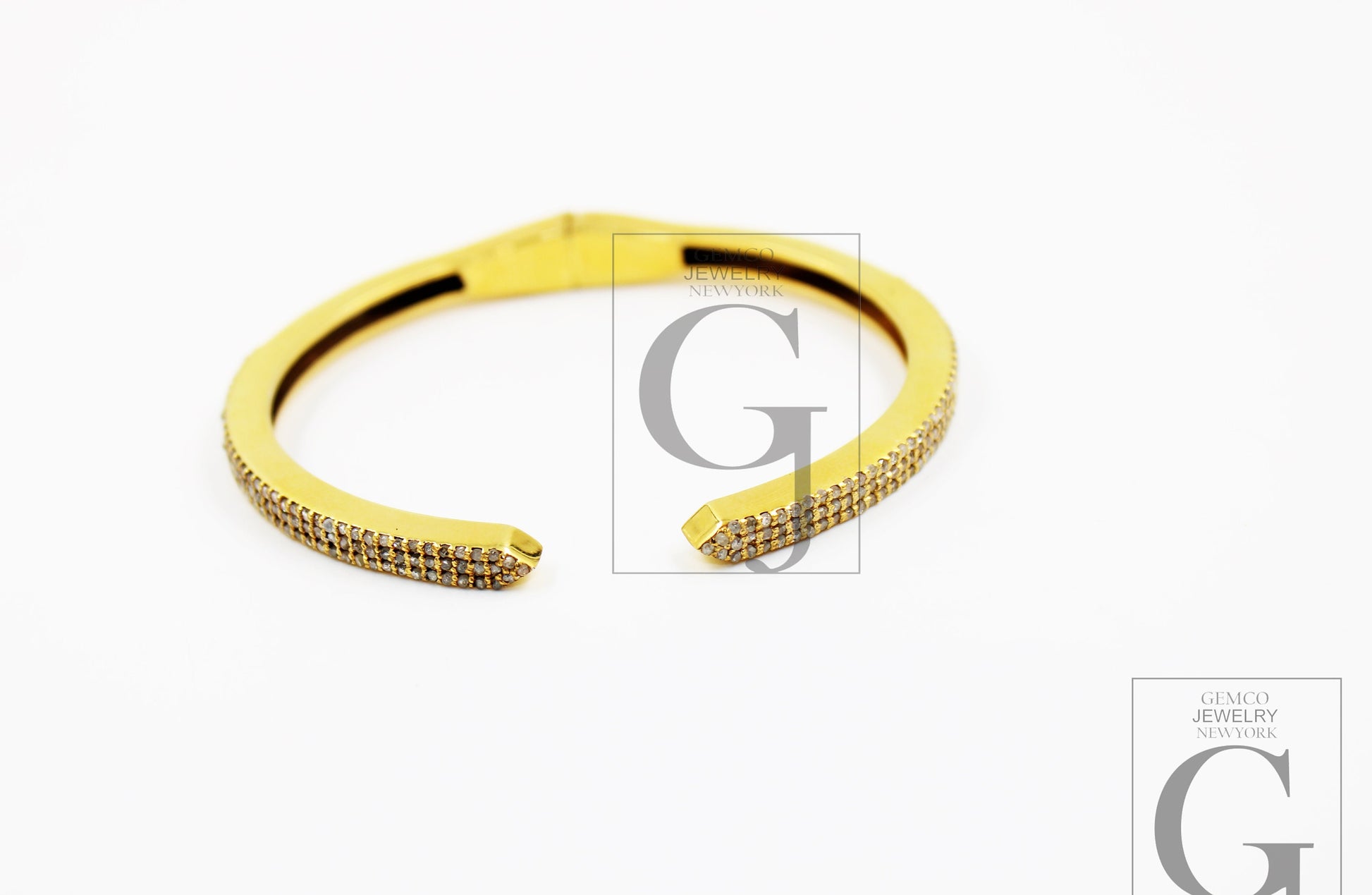 Fashionable 14k gold finish bangle Pave rosecut diamond 925 sterling silver handmade beautiful pave diamond beautiful wrist jewelry bangle