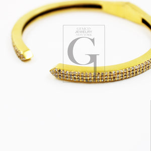Fashionable 14k gold finish bangle Pave rosecut diamond 925 sterling silver handmade beautiful pave diamond beautiful wrist jewelry bangle