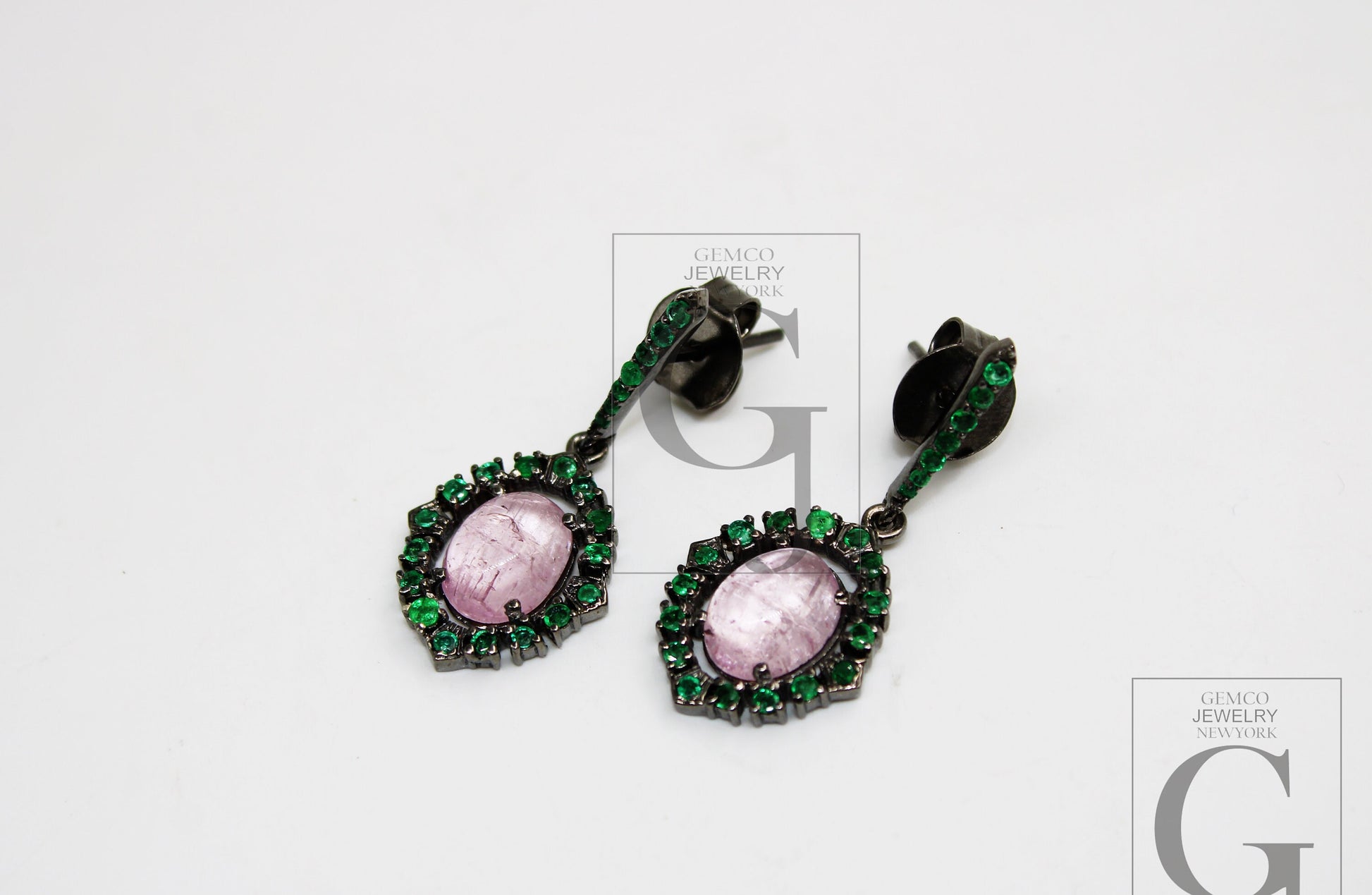 Tourmaline Earring Designer Earring Rosecut Pave Emerald Earrings 925 Sterling Silver Handmade Silver Finish Emerald Earring