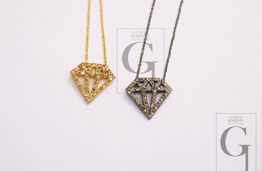 Very beautiful 14k gold diamond designer  Rosecut pave diamond pendant 925 sterling silver handmade finish diamond charms necklace pendant