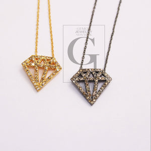 Very beautiful 14k gold diamond designer  Rosecut pave diamond pendant 925 sterling silver handmade finish diamond charms necklace pendant