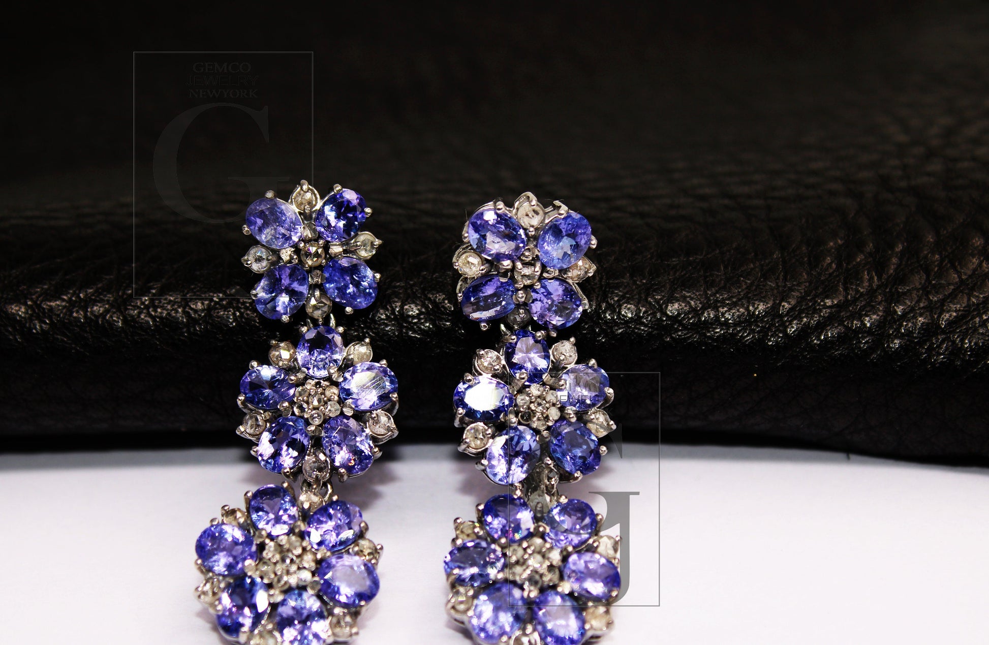 Natural Tanzanite Stone Designer Earring Rosecut Pave Diamond Earrings 925 Sterling Silver Handmade Silver Diamond Earring Antique Look