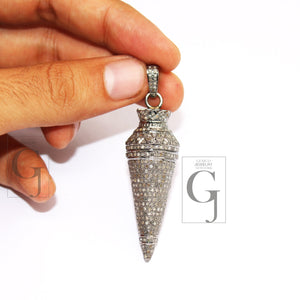 Antique Look Buddha Pendant Designer Rosecut Pave Diamond Pendant 925 Sterling Silver Handmade Finish Diamond Charms Necklace Pendant