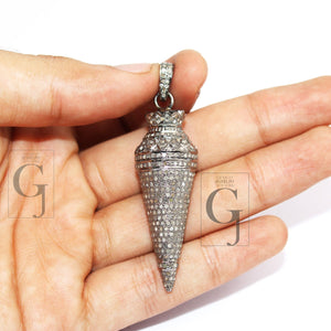 Antique Look Buddha Pendant Designer Rosecut Pave Diamond Pendant 925 Sterling Silver Handmade Finish Diamond Charms Necklace Pendant
