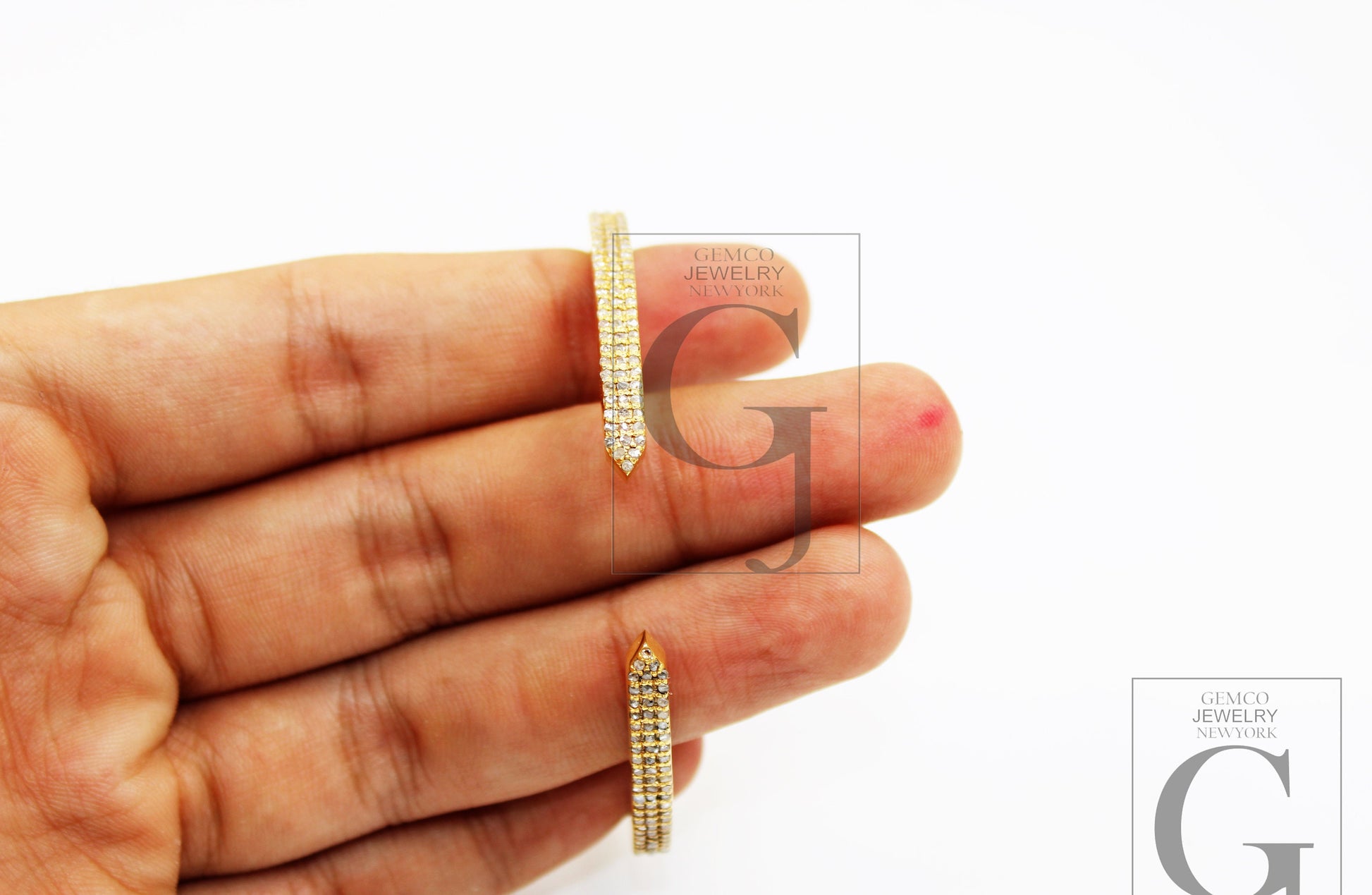 Fashionable 14k gold finish bangle Pave rosecut diamond 925 sterling silver handmade beautiful pave diamond beautiful wrist jewelry bangle