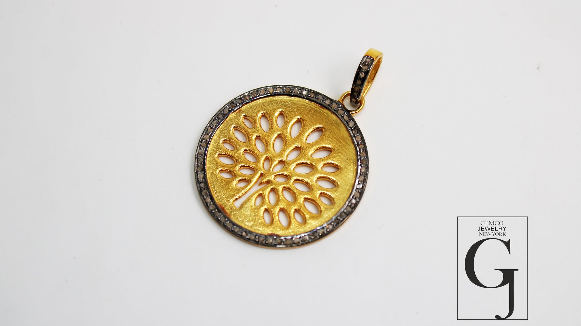 14k Gold Tree Of Hope Pendant Designer Rosecut Pave Diamond Pendant 925 Sterling Silver Handmade Finish Diamond Charms Necklace Pendant