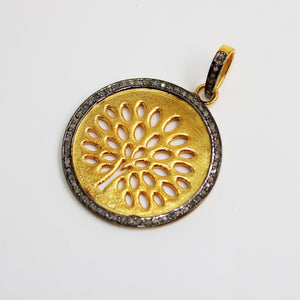 14k Gold Tree Of Hope Pendant Designer Rosecut Pave Diamond Pendant 925 Sterling Silver Handmade Finish Diamond Charms Necklace Pendant