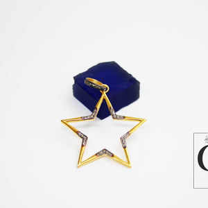 Beautiful Star Pendant 14k Gold Designer Rosecut Pave Diamond Pendant 925 Sterling Silver Handmade Finish Diamond Charms Necklace Pendant
