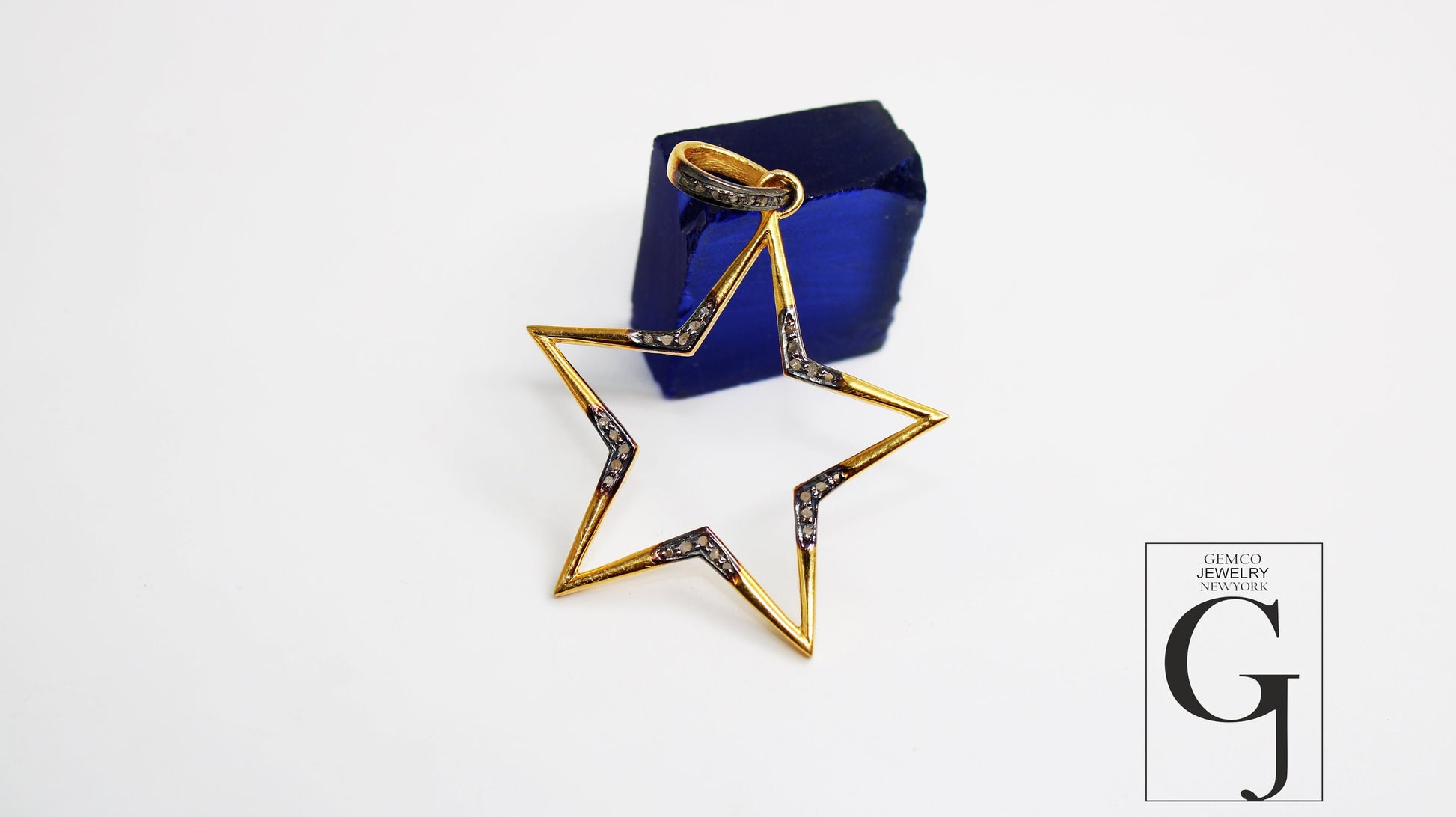 Beautiful Star Pendant 14k Gold Designer Rosecut Pave Diamond Pendant 925 Sterling Silver Handmade Finish Diamond Charms Necklace Pendant
