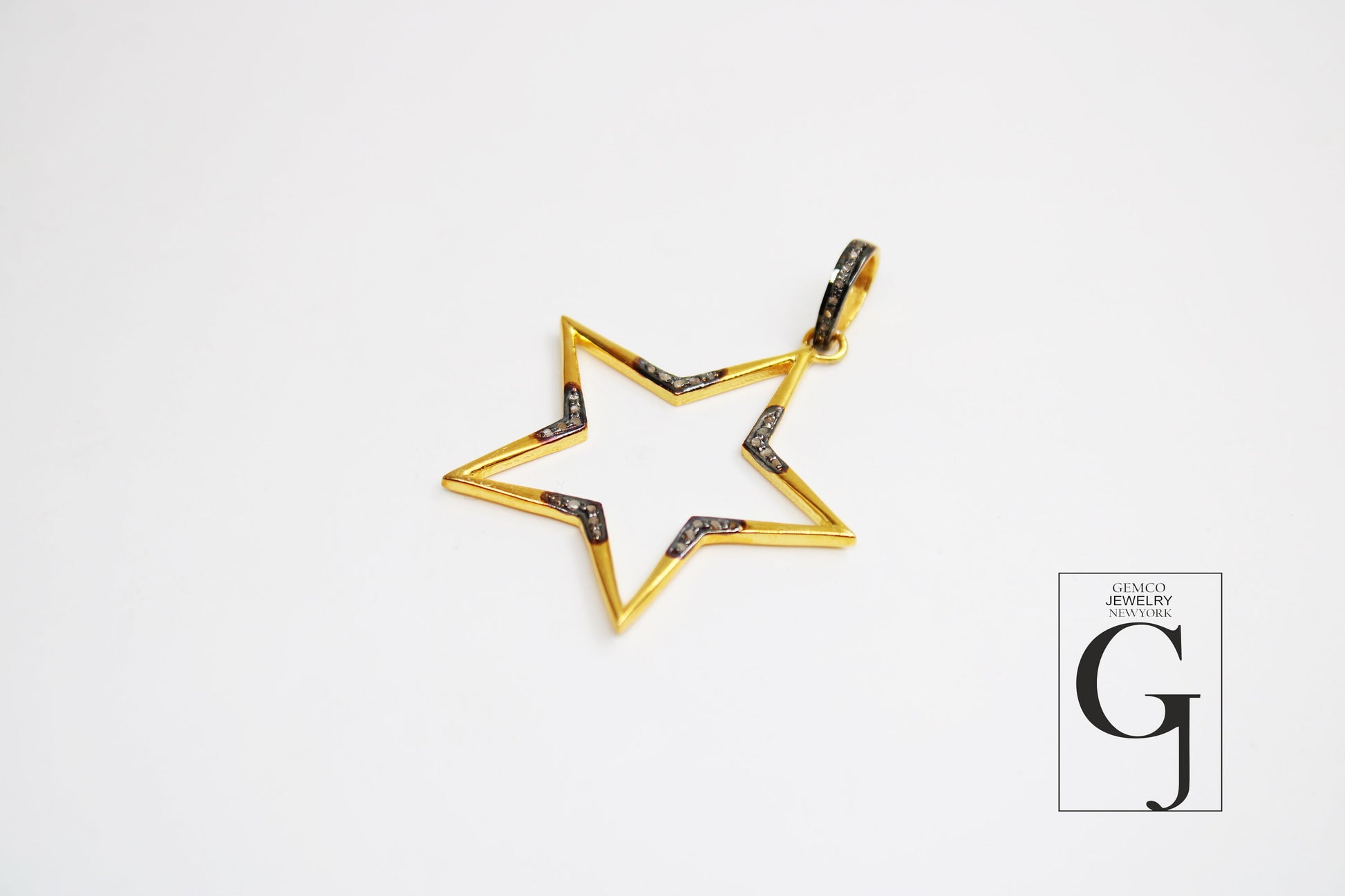 Beautiful Star Pendant 14k Gold Designer Rosecut Pave Diamond Pendant 925 Sterling Silver Handmade Finish Diamond Charms Necklace Pendant