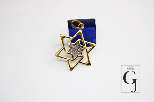 Roman Star pendant 14k gold designer Rosecut pave diamond pendant 925 sterling silver handmade finish diamond charms necklace pendant