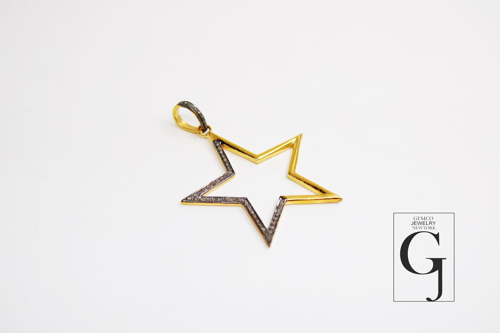 Star Gift Pendant 14k Gold Designer Rosecut Pave Diamond Pendant 925 Sterling Silver Handmade Finish Diamond Charms Necklace Pendant