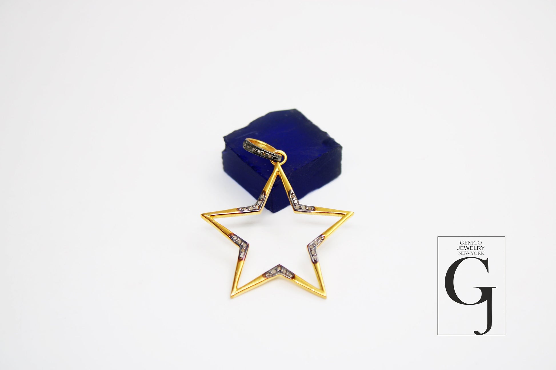 Star Gift Pendant 14k Gold Designer Rosecut Pave Diamond Pendant 925 Sterling Silver Handmade Finish Diamond Charms Necklace Pendant