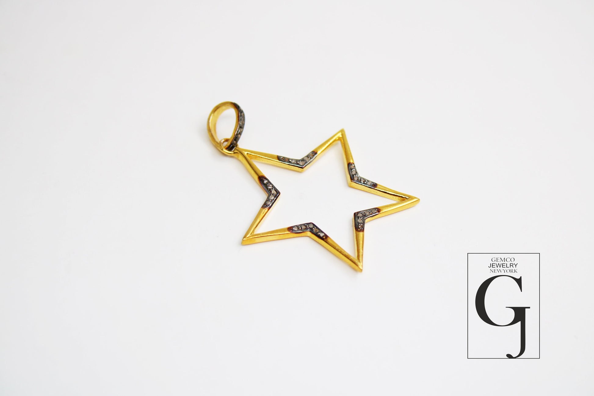 Star Gift Pendant 14k Gold Designer Rosecut Pave Diamond Pendant 925 Sterling Silver Handmade Finish Diamond Charms Necklace Pendant