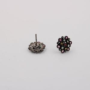 Multi Tourmaline Pave Rosecut Diamond 925 Sterling Silver Handmade Very Beautiful Tourmaline Diamond Pave Stud Earrings