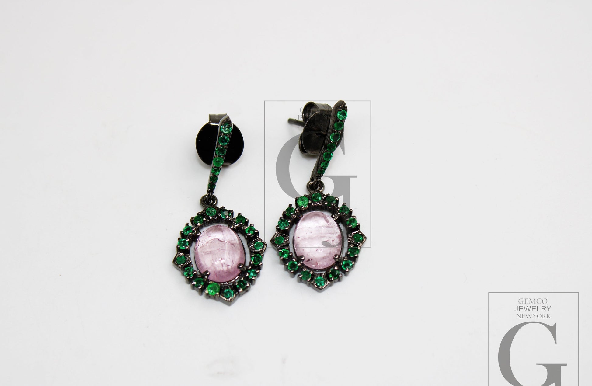 Tourmaline Earring Designer Earring Rosecut Pave Emerald Earrings 925 Sterling Silver Handmade Silver Finish Emerald Earring