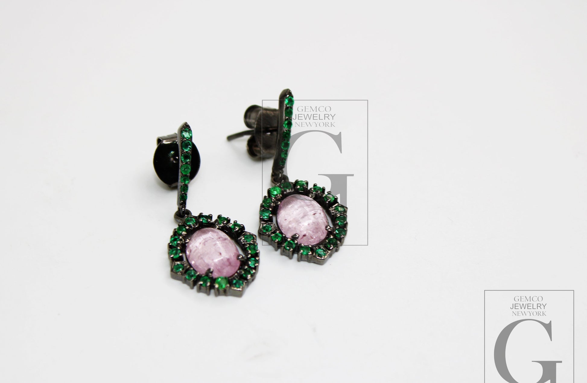 Tourmaline Earring Designer Earring Rosecut Pave Emerald Earrings 925 Sterling Silver Handmade Silver Finish Emerald Earring